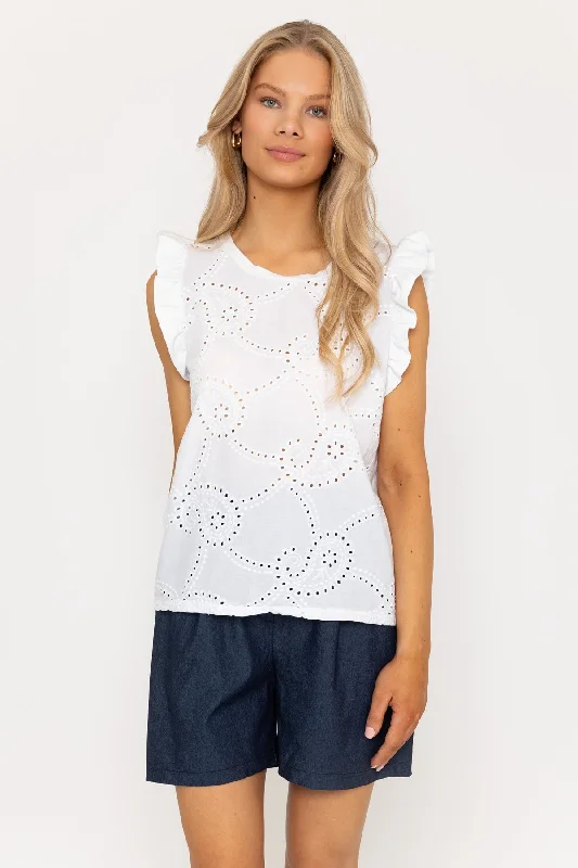 Anglaise Sleeveless T-Shirt in White