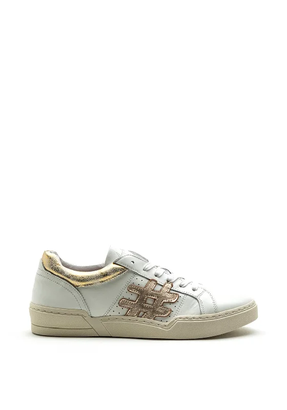 Amy Huberman Just Married Hashtag Design Leather Trainer, White