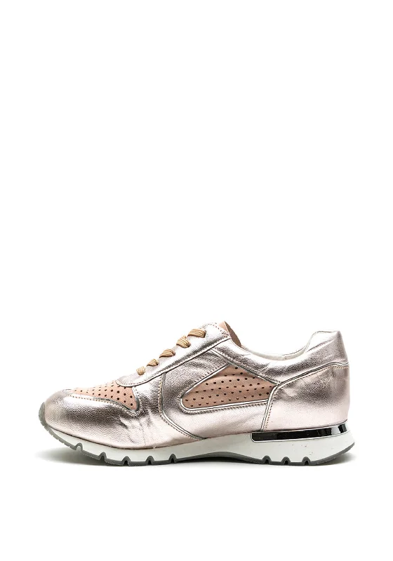 Caprice Metallic Perforated Detail Trainer, Pink