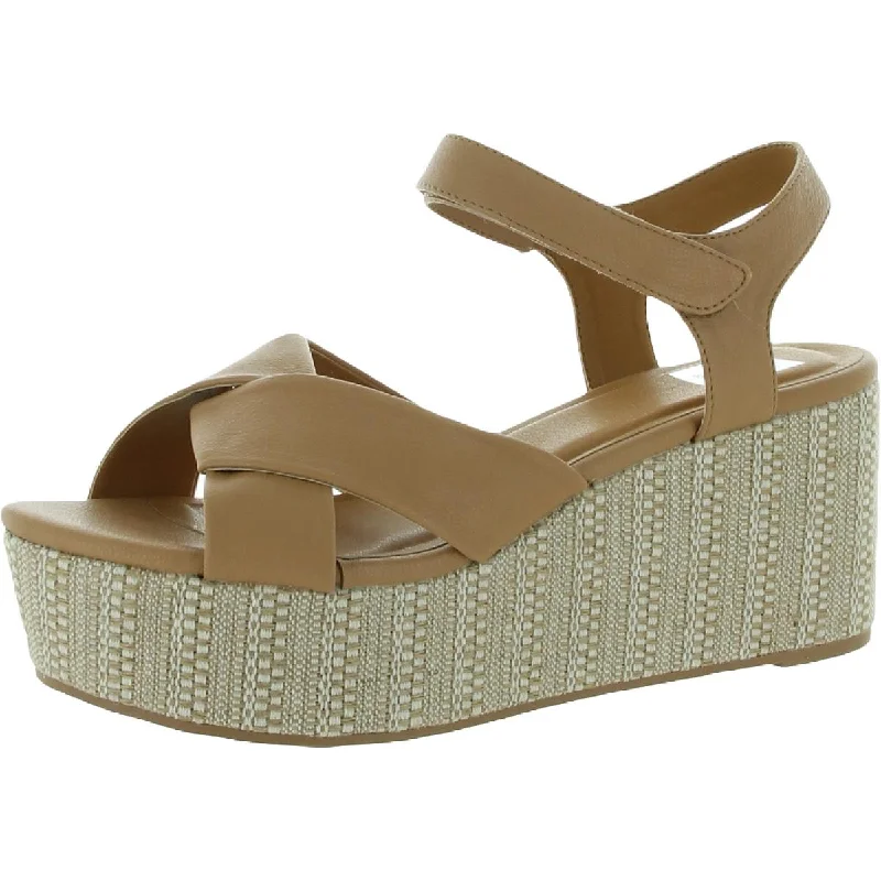 DV By Dolce Vita Womens Vinly Leather Woven Flatform Sandals