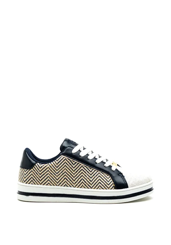 Menbur Metallic Thread Woven Trainer, Navy Multi