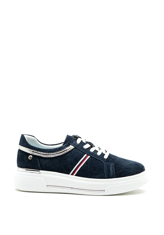 Patrizio Como Vittoria Faux Suede Trainers, Navy