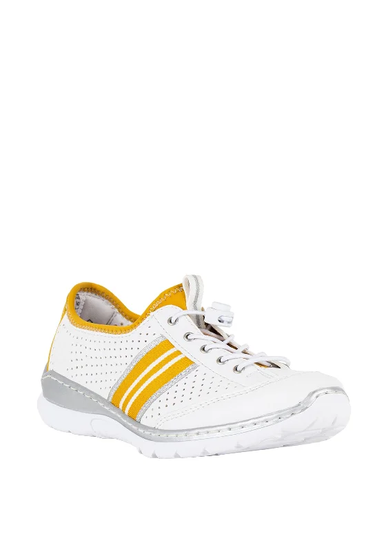 Rieker Womens Trainers, White & Yellow