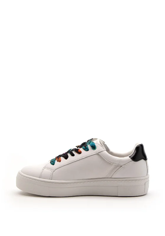 Tamaris Leather Tropical Ribbon Lace Trainer, White