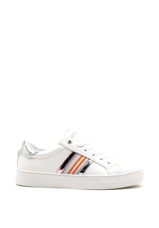 Tommy Bowe Womens Rollie Metallic Trim Trainers, White