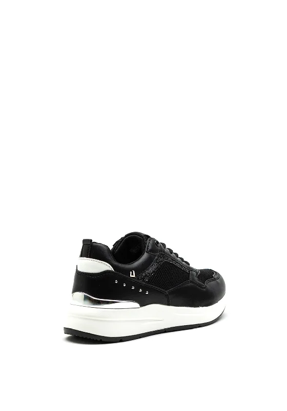 Una Healy When It Rains Faux Leather & Mesh Trainer, Black