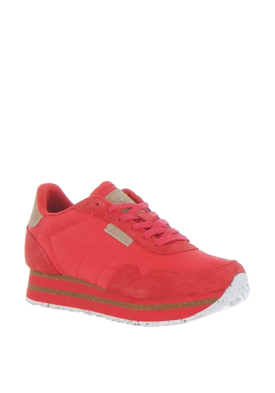 Woden Nora II Suede Platform Trainers, Ribbon Red