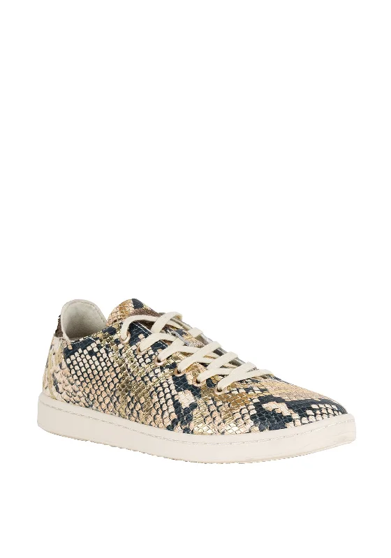 Woden Womens Jane Snake Trainers, Gold Multi