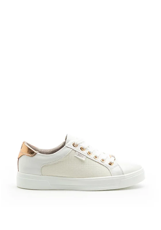 Xti Womens Rose Gold Trimmed Trainers, White