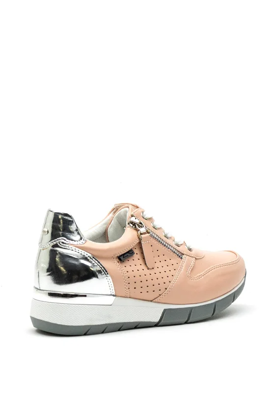 Zanni & Co. Haram Chrome Panel Faux Leather Trainers, Blush Pink