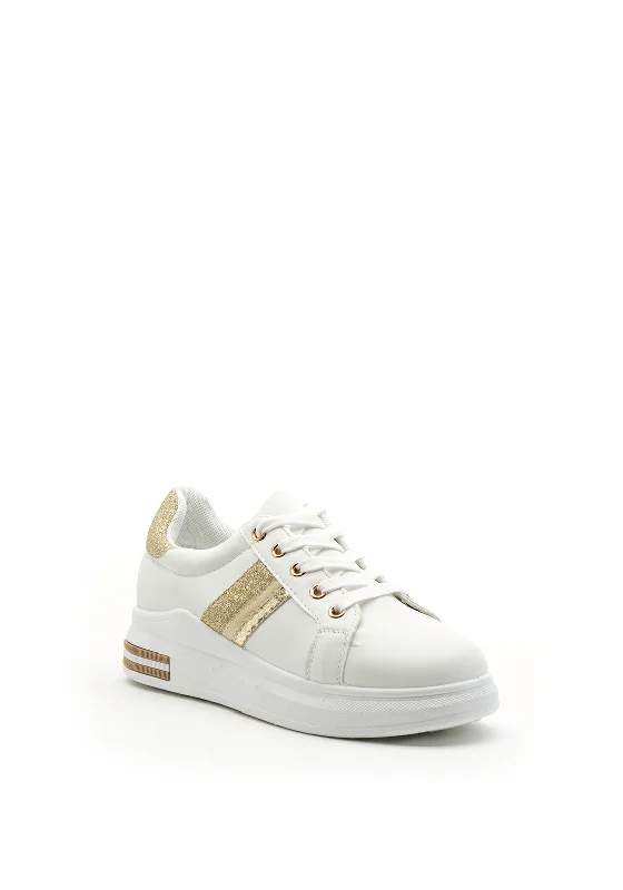 Zen Collection Glitter Detail Trainer, White & Gold