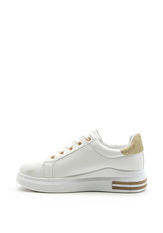 Zen Collection Glitter Detail Trainer, White & Gold