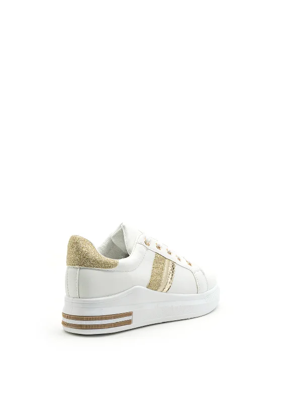 Zen Collection Glitter Detail Trainer, White & Gold