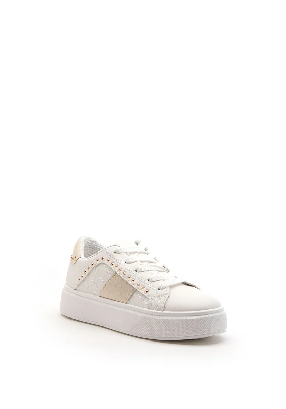 Zen Collection Gold Stud Detail Trainer, White