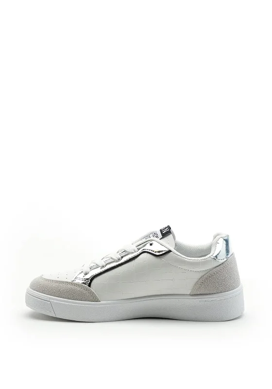 Zen Collection Silver Chrome Panel Trainers, White Multi