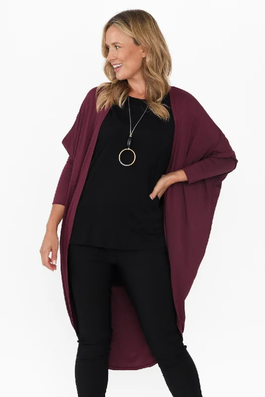 Aubrey Burgundy Bamboo Cocoon Cardigan