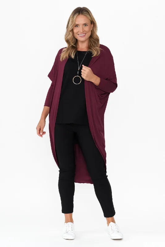 Aubrey Burgundy Bamboo Cocoon Cardigan