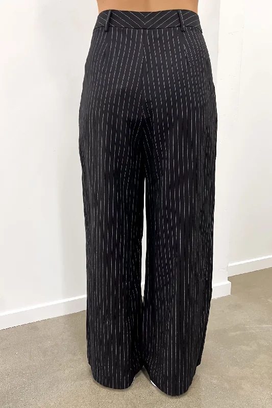 Matt Pant Black Pinstripe