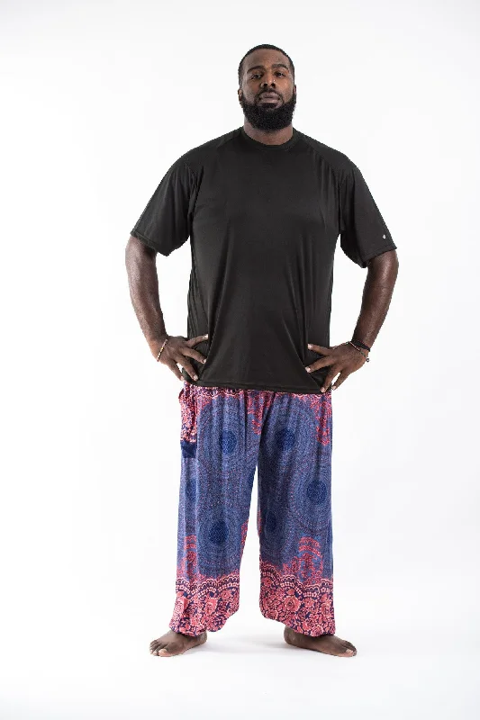 Plus Size Geometric Mandalas Men's Harem Pants in Blue