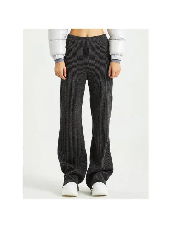 Knit Banding Wide Pants Charcoal