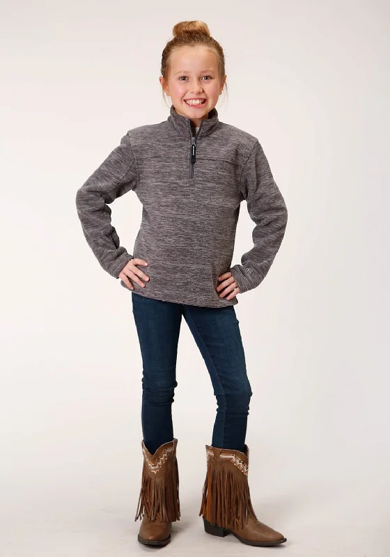 Roper Girls Grey Polyester Micro Fleece Jacket