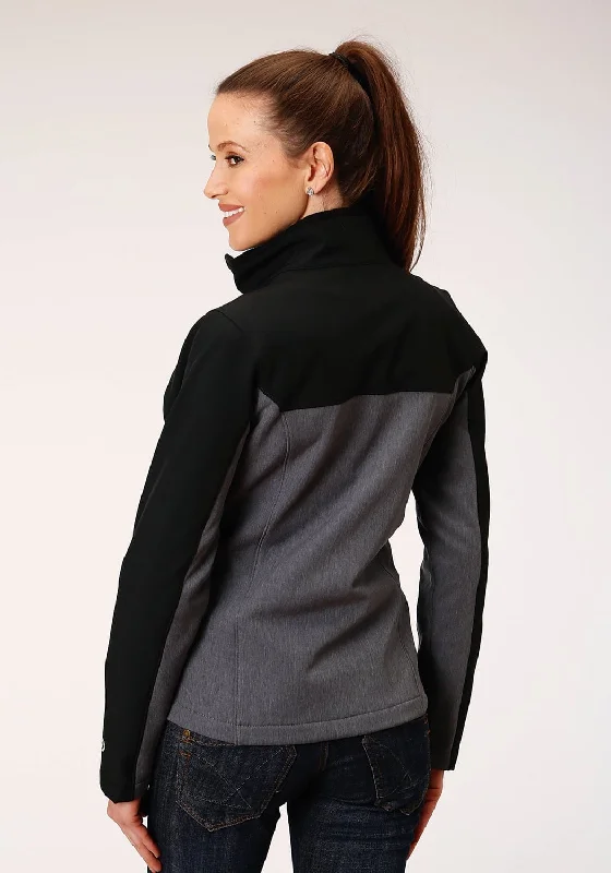 Roper Womens Gray/Black 100% Cotton Softshell Technical Jacket