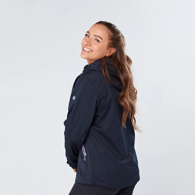 Swing Out Sister Wind Resistant Jacket with Hood in Navy