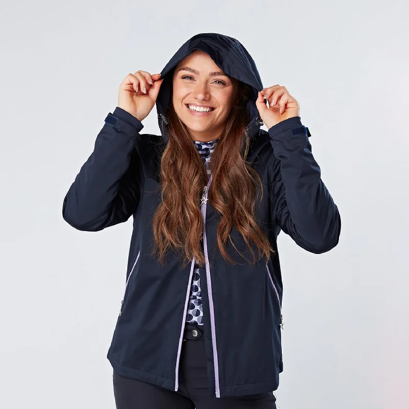 Swing Out Sister Wind Resistant Jacket with Hood in Navy