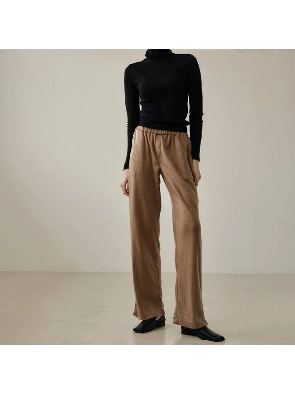 Angora Banding Track Pants Camel