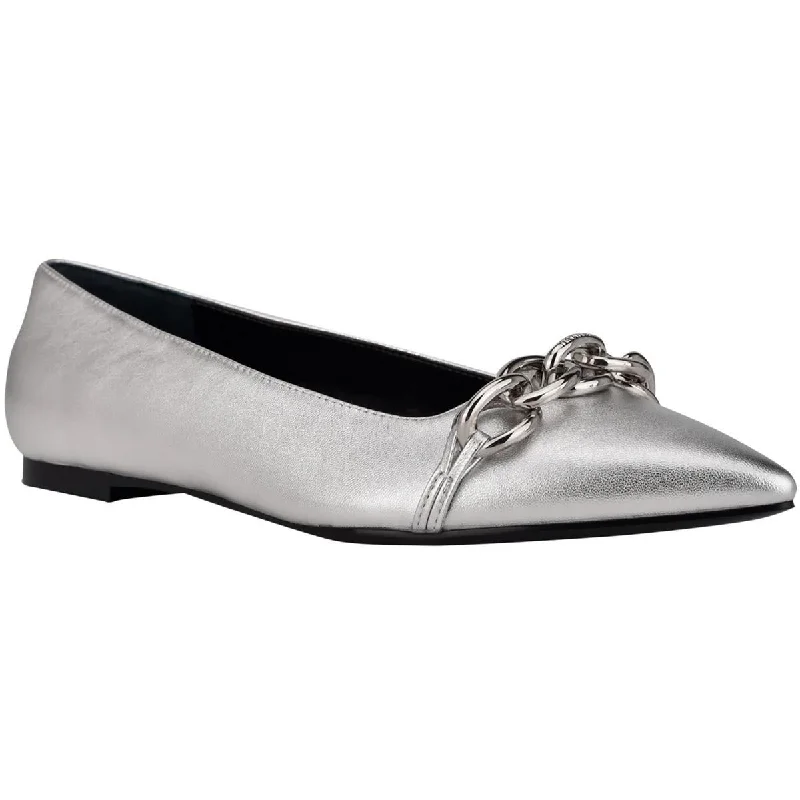 Calvin Klein Womens Arla Leather Ballet Flats