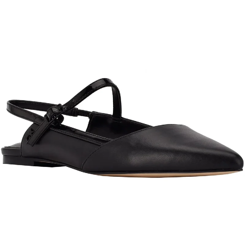 Calvin Klein Womens Bryce2 Faux Leather Slingback Flat Shoes