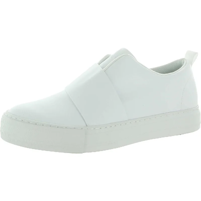 Calvin Klein Womens Herissa  Faux Leather Flat Slip-On Sneakers