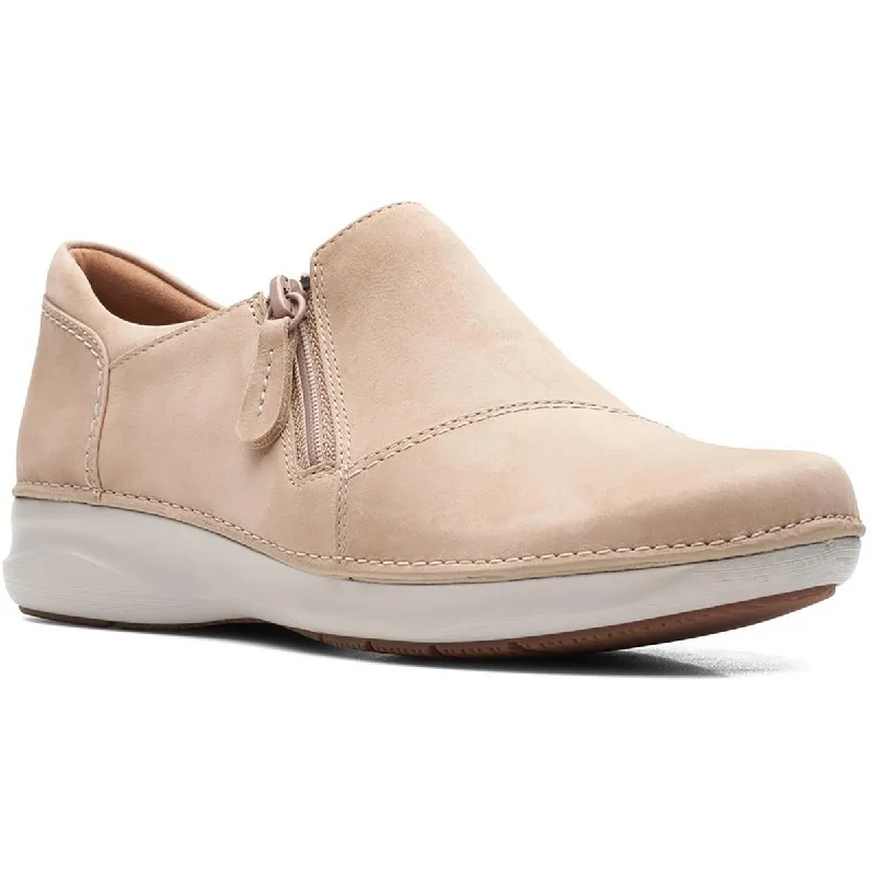 Clarks Womens Appley Zip Nubuck Zipper Loafers